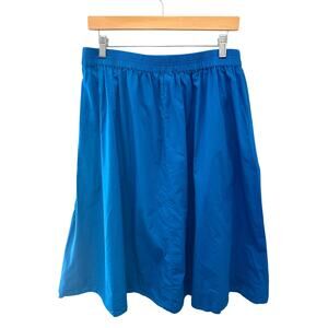 DOWNEAST | Blue Elastic Waist Cotton Midi Skirt | Large